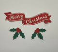 Merry Christmas and Holly Leaves - Magnetic Wreath Elements