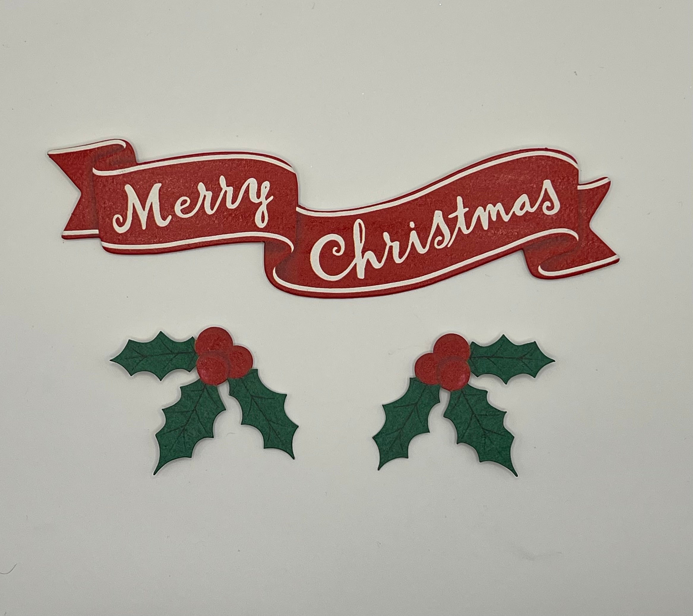 Merry Christmas and Holly Leaves - Magnetic Wreath Elements