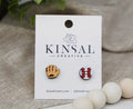 Baseball Glove and Ball Wood Stud Earrings