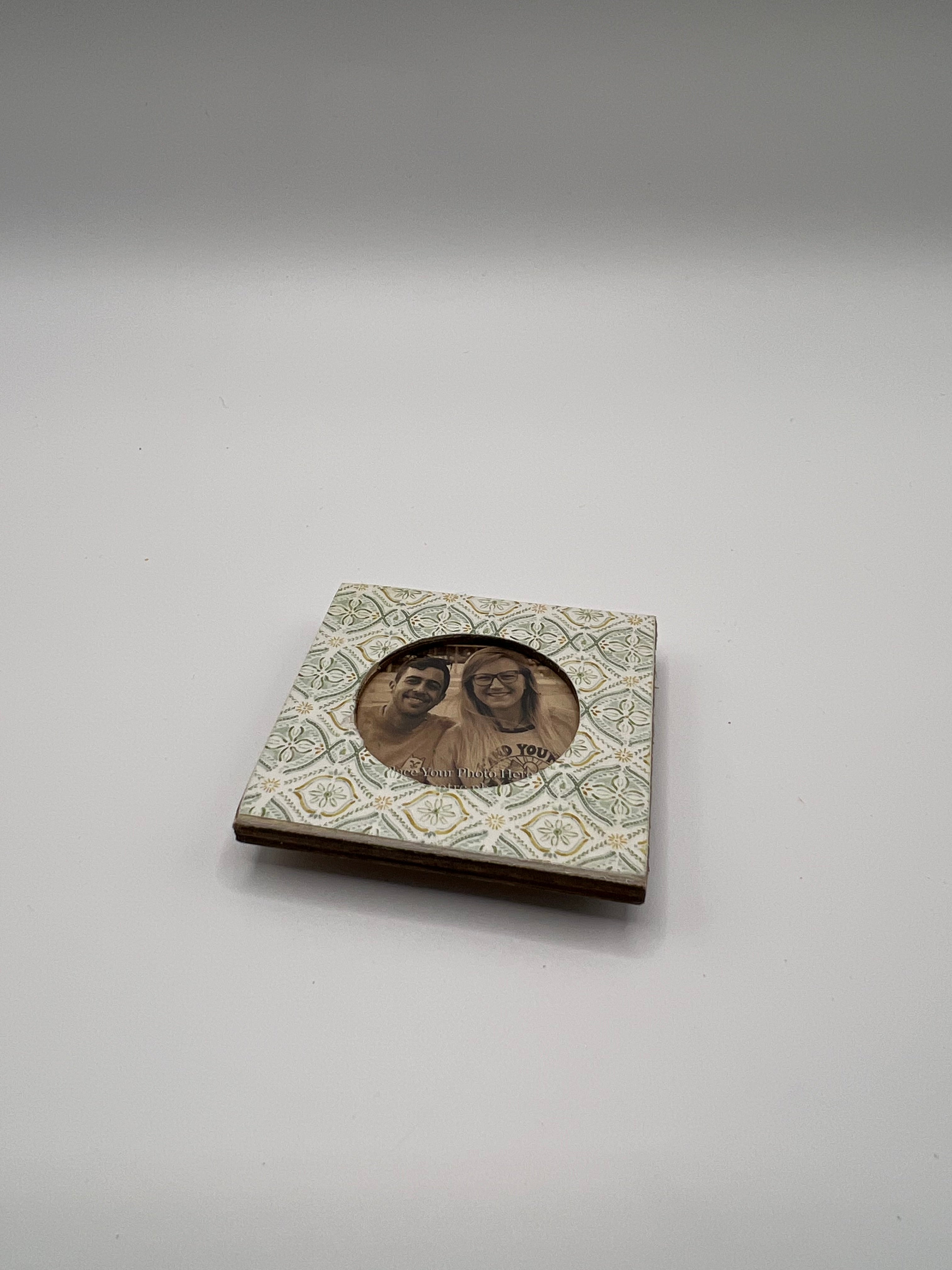 Cream Photo frame with Green and Cream - Needle Minder
