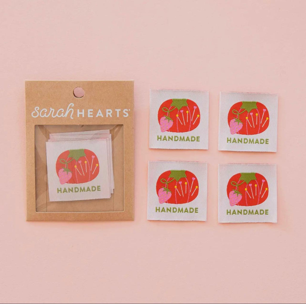 Tomato pin cushion - sewing label