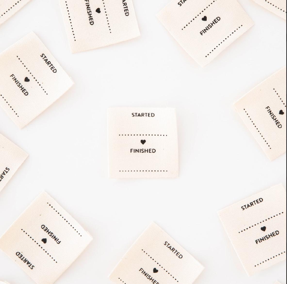 Started Finished - sewing labels