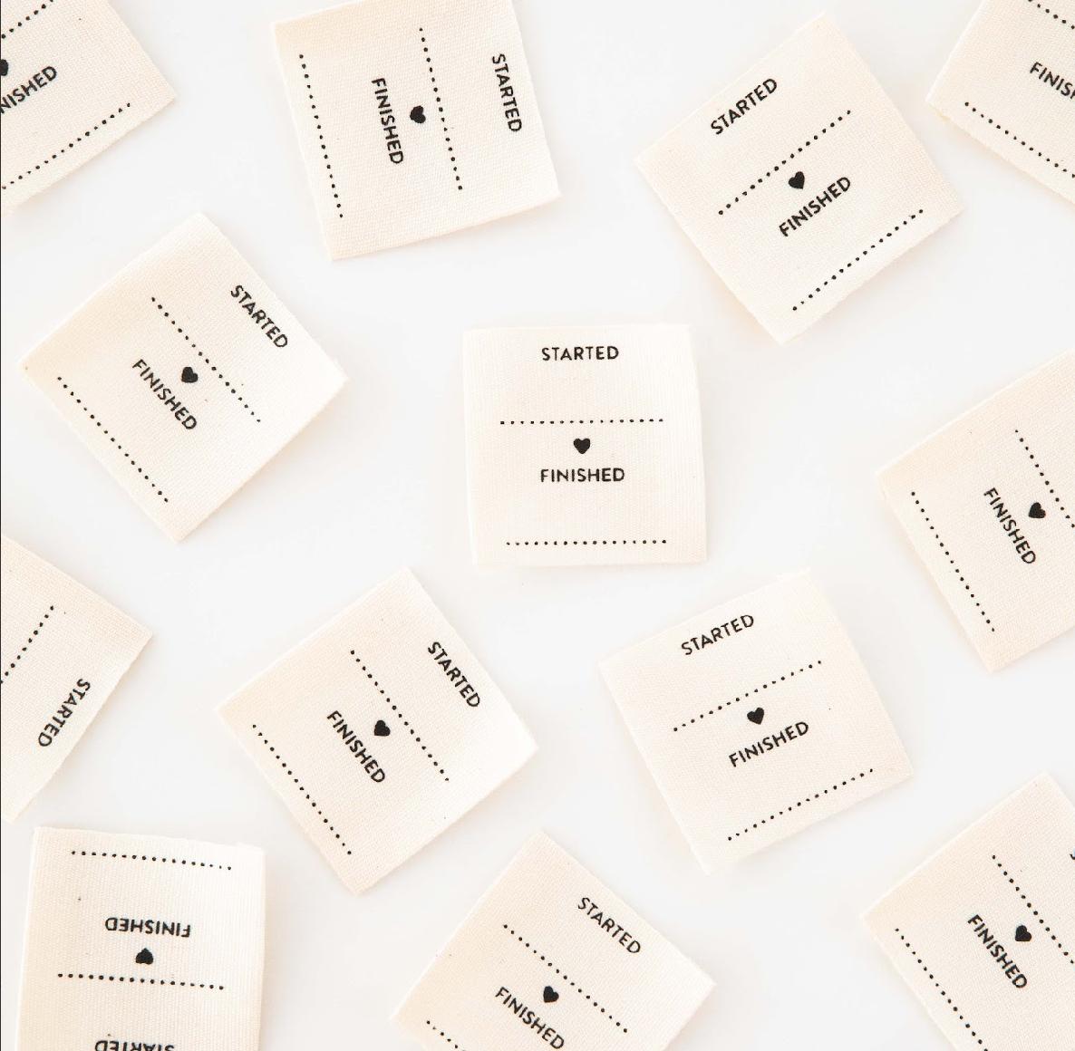 Started Finished - sewing labels