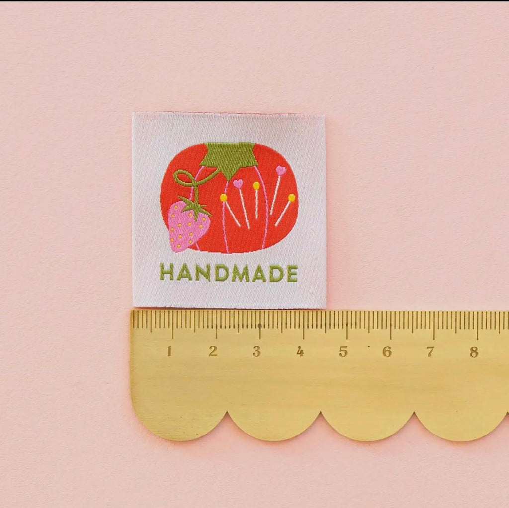 Tomato pin cushion - sewing label